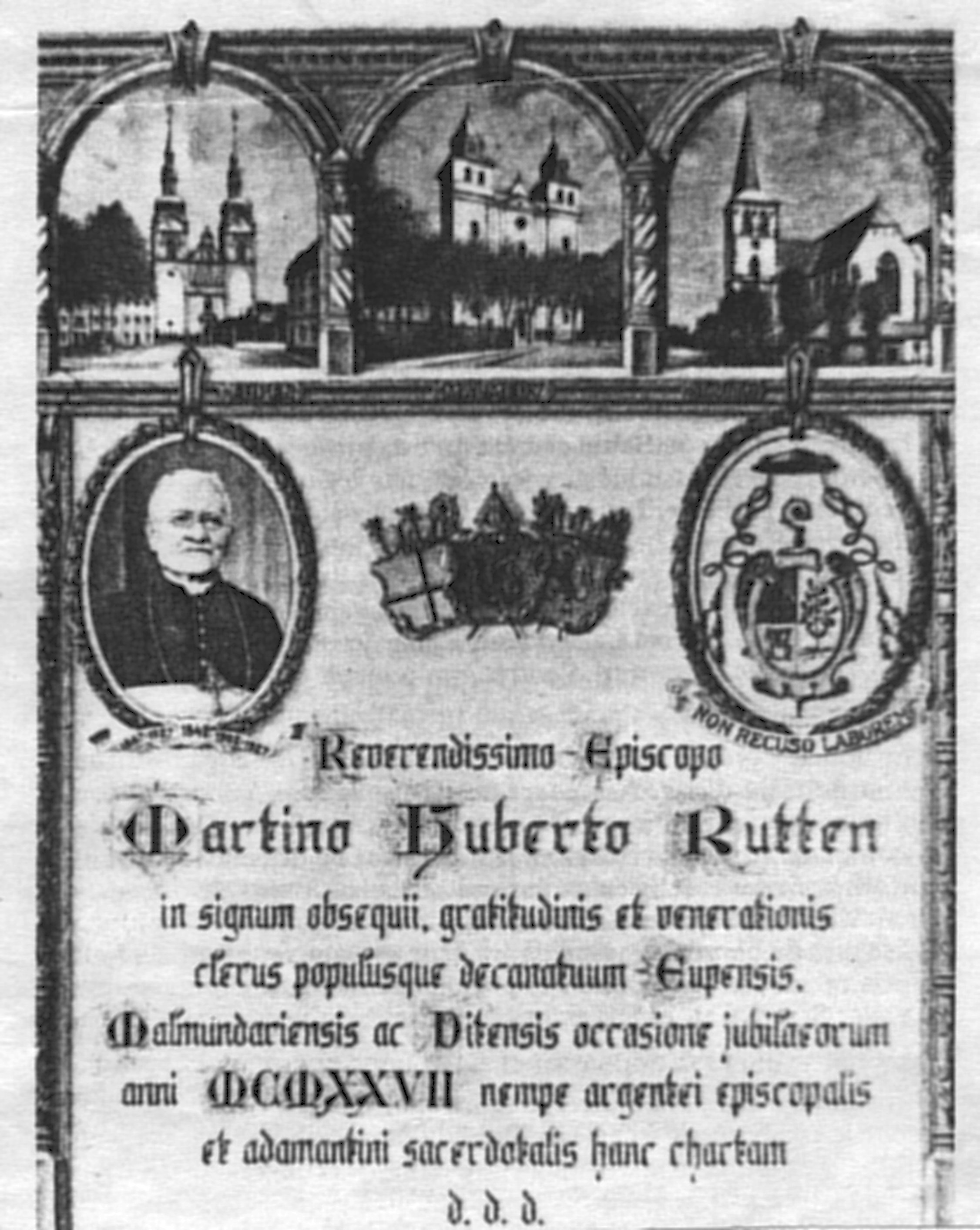 Geschenk aan Mgr. Rutten, aangeboden door de geestelijken en de gelovigen van de dekenaten Eupen, Malmédy en Sankt-Vith bij gelegenheid van zijn 60 jarig priesterschap en 25 jaar bisschop.